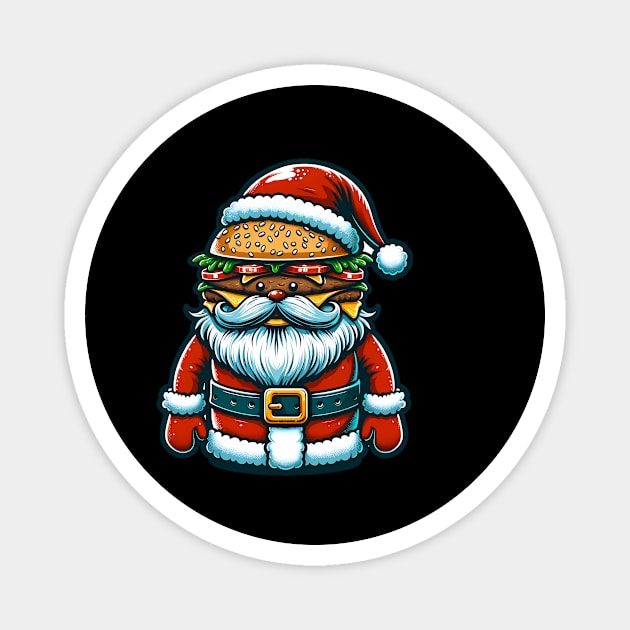 Funny Burger Xmas Style, Santa Loves Burgers Magnet by logiamerch